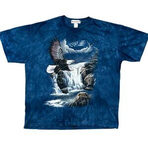 The-Mountain Y2K Bald Eagle Smoky Seventh Ave Tie-Dye Graphic T-Shirt, Men's XL